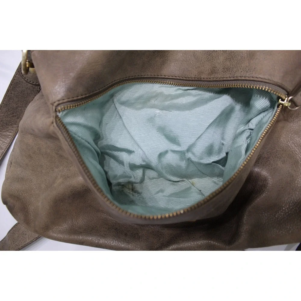 Isabella Fiore Brown Leather Embroidered Floral Tote Crossbody Bag Boho Brass
